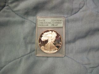 1986 S Proof Cameo Slabbed American Silver Eagle Dollar photo