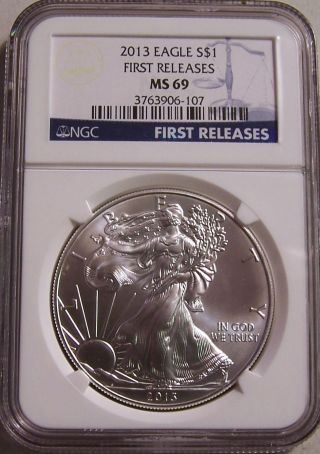 2013 Ms69 First Releases Silver Eagle One Troy Ounce photo