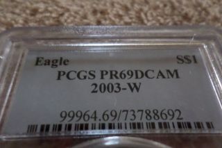 2003 - W (proof) Silver American Eagle Pr - 69 Dcam Pcgs photo
