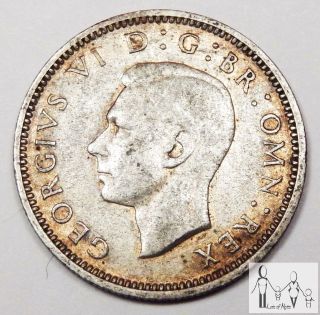 1942 Great Britain Very Fine Vf 6 Six Pence 50% Silver.  0455 Asw C40 photo