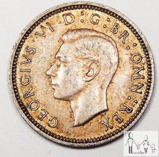 1942 Great Britain Very Fine Vf 6 Six Pence 50% Silver.  0455 Asw C42 photo