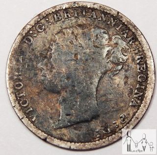1886 Great Britain Good 3 Three Pence 92.  5% Silver.  0420 Asw C64 photo