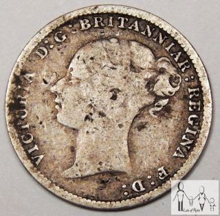 1887 Great Britain Good 3 Three Pence 92.  5% Silver.  0420 Asw C65 photo