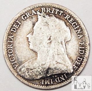 1898 Great Britain Good 3 Three Pence 92.  5% Silver.  0420 Asw C66 photo