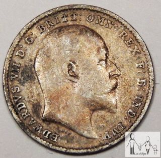 1908 Great Britain Good 3 Three Pence 92.  5% Silver.  0420 Asw C70 photo