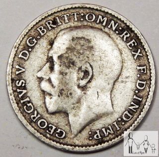 1912 Great Britain Good 3 Three Pence 92.  5% Silver.  0420 Asw C72 photo