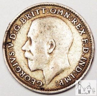 1915 Great Britain Good 3 Three Pence 92.  5% Silver.  0420 Asw C73 photo