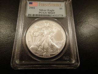 2002 Pcgs Ms69 First Strike Silver Eagle - photo