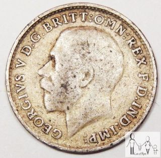 1918 Great Britain Good 3 Three Pence 92.  5% Silver.  0420 Asw C74 photo