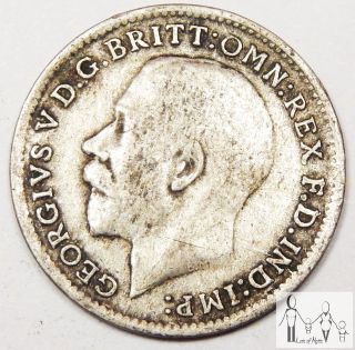 1920 Great Britain Good 3 Three Pence 50% Silver.  0227 Asw C78 photo