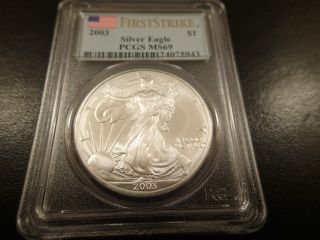 2003 Pcgs Ms69 First Strike Silver Eagle - photo