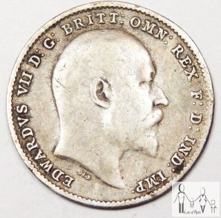 1902 Great Britain Very Good Vg 3 Three Pence 92.  5% Silver.  0420 Asw C84 photo