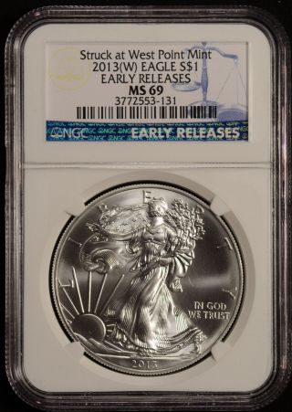 2013 (s) Silver American Eagle Ms - 69 Ngc (early Releases) photo