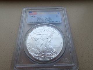 2009 Pcgs Ms69 First Strike Silver Eagle - photo