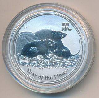 2008 Australia Year Of The Mouse 1/2 Ounce Lunar Silver - Rare photo