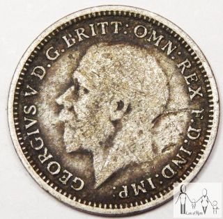 1935 Great Britain Very Good Vg 3 Three Pence 50% Silver.  0227 Asw C94 photo