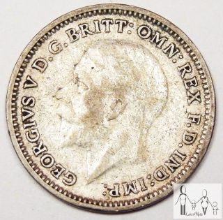 1926 Great Britain Fine 3 Three Pence 50% Silver.  0227 Asw D1 photo
