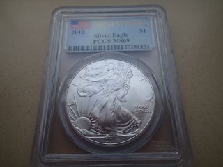2013 Pcgs Ms69 First Strike Silver Eagle - photo