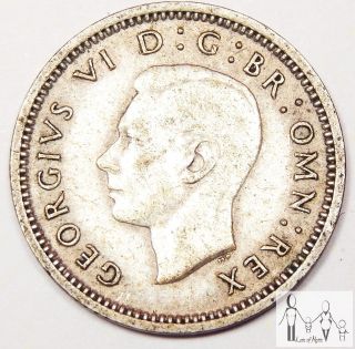 1938 Great Britain Fine 3 Three Pence 50% Silver.  0227 Asw D6 photo