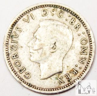1939 Great Britain Fine 3 Three Pence 50% Silver.  0227 Asw D7 photo
