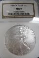 2006 W Burnished Silver 1 Oz.  American Eagle Brown Label Ngc Ms 69 Silver photo 1