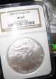 2006 W Burnished Silver 1 Oz.  American Eagle Brown Label Ngc Ms 69 Silver photo 2