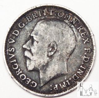 1918 Great Britain Fine Details 3 Three Pence 92.  5% Silver.  0420 Asw D13 photo