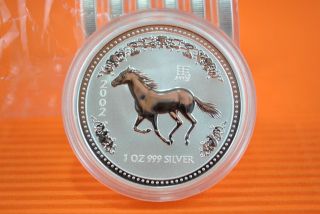 2002 1 Oz Silver Australian Lunar Year Of The Horse Coin (series 1) photo