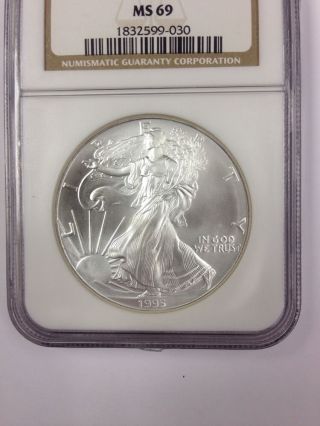 1995 American Silver Eagle $1.  1oz.  Silver Ngc Ms - 69 photo