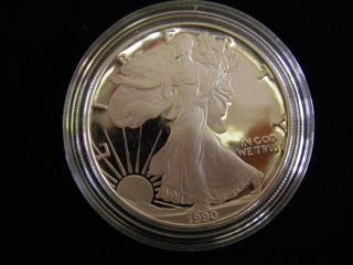 1990 S Proof 1 Oz Silver Walking Liberty (. 99 Reserve S/h) photo