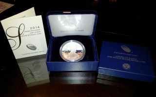 2014 - W $1 American Eagle 1oz Silver Dollar Proof Ogp Us Owner photo
