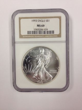 1993 American Silver Eagle $1.  1oz.  Silver Ngc Ms - 69 photo