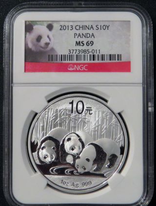 2013 1 Oz Silver Chinese Panda - Ms - 69 Ngc photo