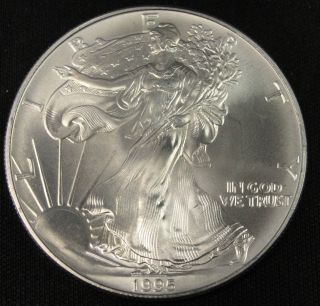 1995 American Silver Eagle Bullion Coin Key Date Choice Gem Bu Nr photo