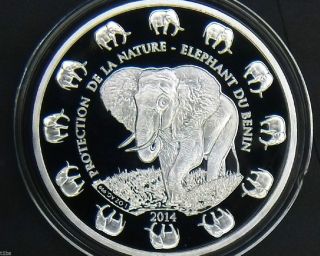 2014 Benin 1000 Francs 1 Oz.  999 Silver Prooflike Coin photo