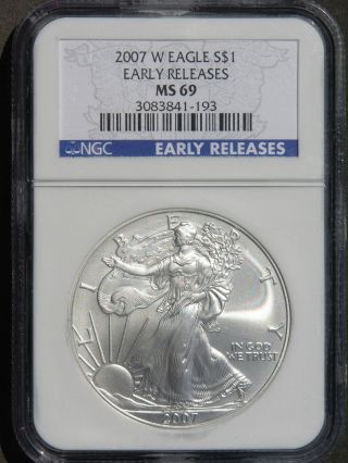American Silver Eagle 2007 Ngc Ms69 Blue Label Early Releases photo