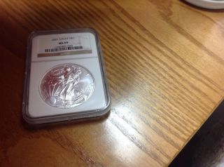 2001 American Silver Eagle 1 Troy Ounce Oz.  999 Fine Silver Ngc Ms 69 photo