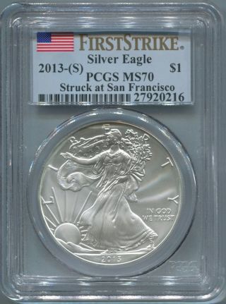 2013 - S American Silver Eagle $1 - Pcgs Ms 70 - First Strike - Perfect Unc - Nr photo