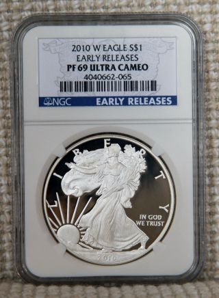 2010 - W Pf69 Ucam Early Release (er) American Silver Eagle Ase Ngc - - S&h photo