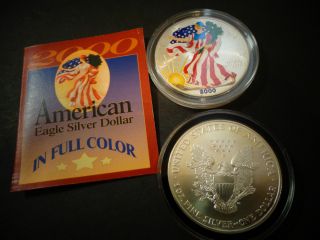 2000 Full Colorized American Silver Eagle 1 Troy Oz,  1 Dollar Coin Bu.  999 342 photo
