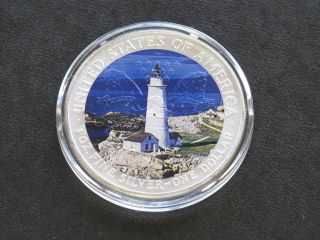 2006 Walking Liberty Silver Eagle Beach Lighthouse Colorized Overlay C1358l photo