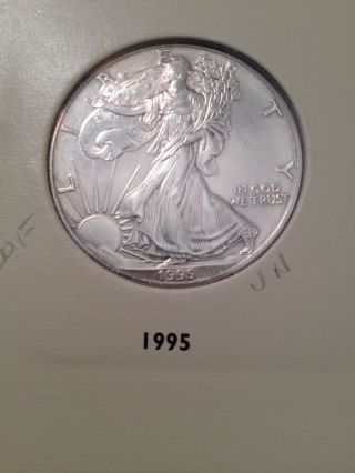 1995 (bu) American Silver Eagle.  999 Fine Silver Low Mintage photo