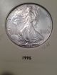 1995 (bu) American Silver Eagle.  999 Fine Silver Low Mintage Silver photo 2