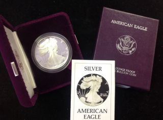 1986 - S Proof American Silver Eagle - 1 Troy Oz. .  999 Fine First Year Proof photo