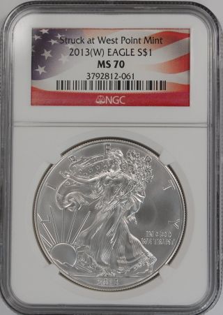 2013 American Silver Eagle Ngc Ms70 Flag Label Dollar Certified Bullion photo