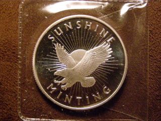 1 Troy Oz Sunshine.  999 Pure Silver Coin / Great Investment Bullion photo