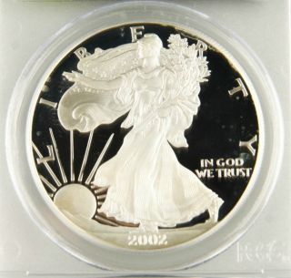 2002 W Pcgs Pr69dcam Proof American Eagle 1 Oz Silver Dollar Graded Slabbed Coin photo