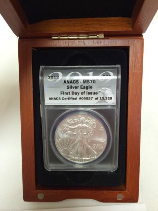 2012 Anacs Ms70 Silver American Eagle First Day Of Issue photo