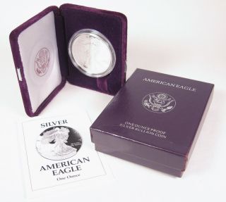 1993 P Silver American Eagle Proof Deep Cameo Dcam Bullion Purple Box Coin photo