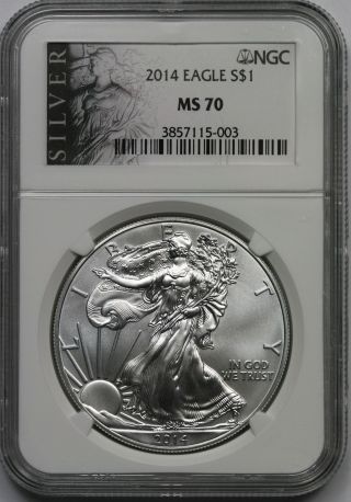 2014 Silver Eagle $1 Ms 70 Ngc Liberty Label 1 Oz Fine Silver photo
